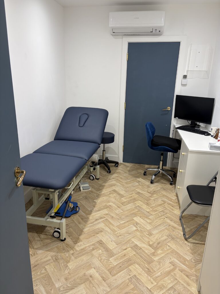 Treatment room at the R-Health occupational health clinic in Edgware, London